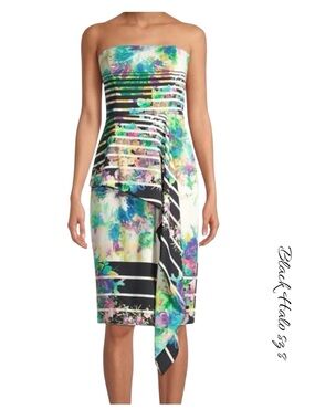 Black Halo Cocktail Strapless Sheath Midi Dress Sz 8
